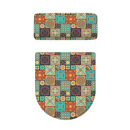 Vintage Floral Patchwork Pattern Print Toilet Lid And Tank Cover Set