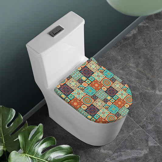 Vintage Floral Patchwork Pattern Print Toilet Lid Cover