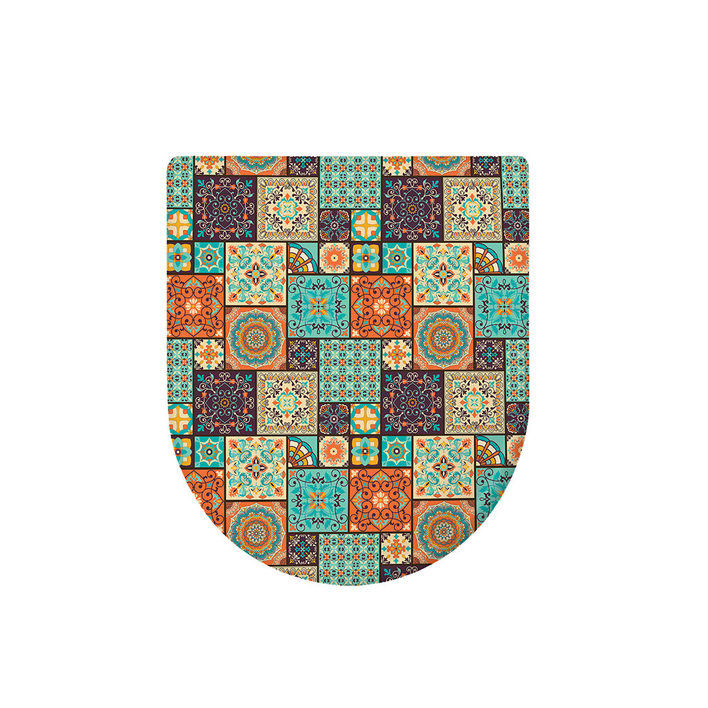 Vintage Floral Patchwork Pattern Print Toilet Lid Cover