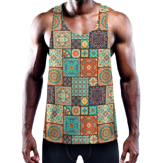 Vintage Floral Patchwork Pattern Print Training Tank Top