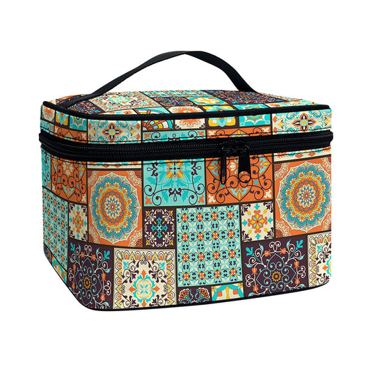 Vintage Floral Patchwork Pattern Print Travel Makeup Bag