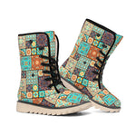 Vintage Floral Patchwork Pattern Print Winter Boots