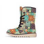 Vintage Floral Patchwork Pattern Print Winter Boots
