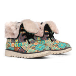 Vintage Floral Patchwork Pattern Print Winter Boots