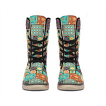 Vintage Floral Patchwork Pattern Print Winter Boots