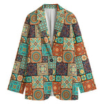 Vintage Floral Patchwork Pattern Print Women's Cotton Blazer