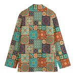 Vintage Floral Patchwork Pattern Print Women's Cotton Blazer