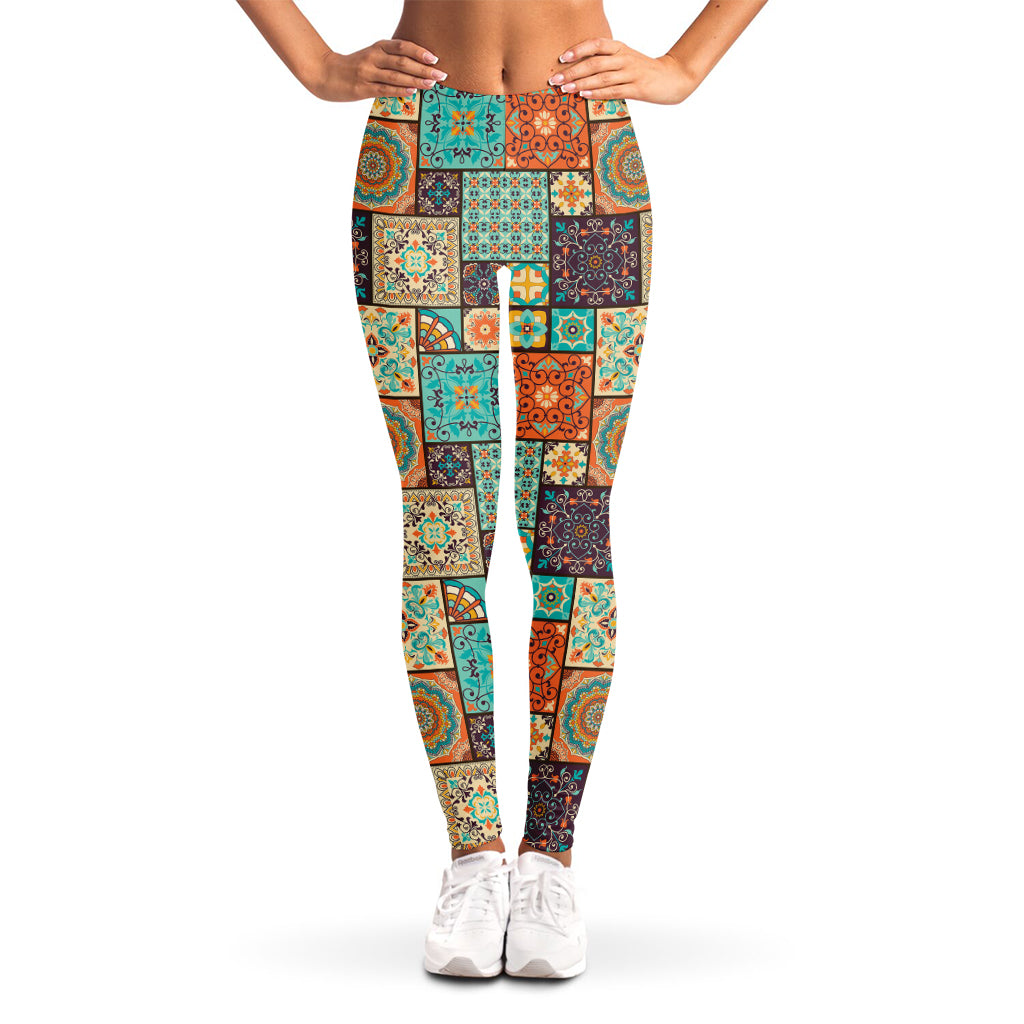 Vintage Floral Patchwork Pattern Print Women's Leggings