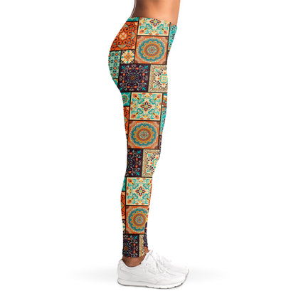 Vintage Floral Patchwork Pattern Print Women's Leggings