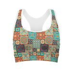 Vintage Floral Patchwork Pattern Print Women's Sports Bra