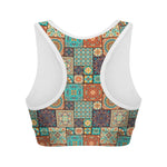 Vintage Floral Patchwork Pattern Print Women's Sports Bra
