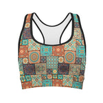 Vintage Floral Patchwork Pattern Print Women's Sports Bra
