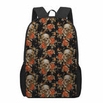 Vintage Floral Skull Pattern Print 17 Inch Backpack