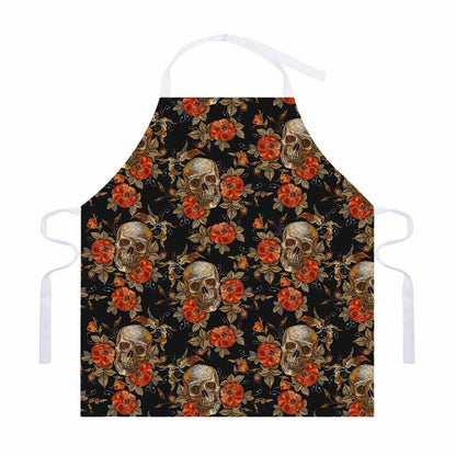 Vintage Floral Skull Pattern Print Adjustable Apron