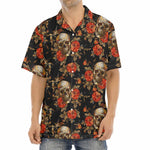 Vintage Floral Skull Pattern Print Aloha Shirt