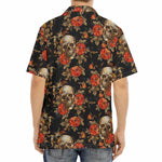 Vintage Floral Skull Pattern Print Aloha Shirt