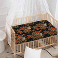 Vintage Floral Skull Pattern Print Baby Crib Sheet