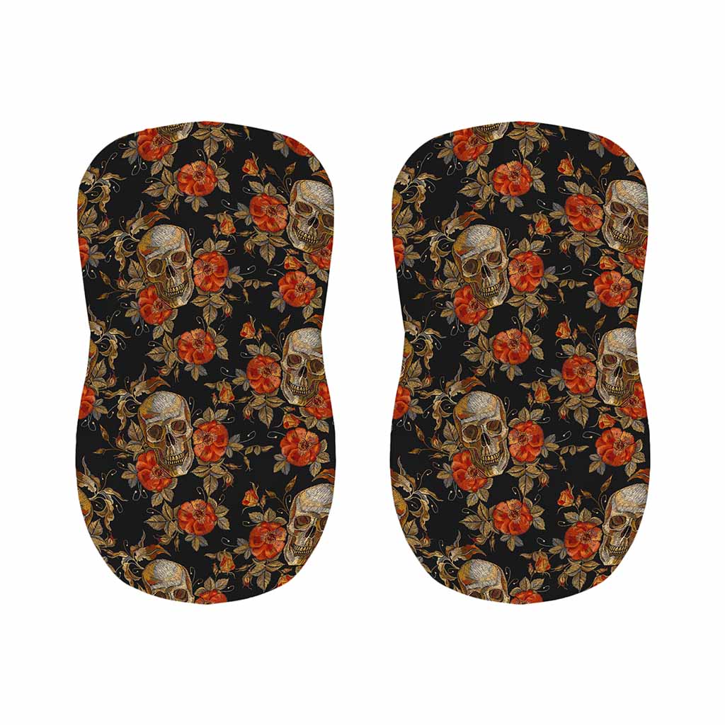 Vintage Floral Skull Pattern Print Bar Stool Covers