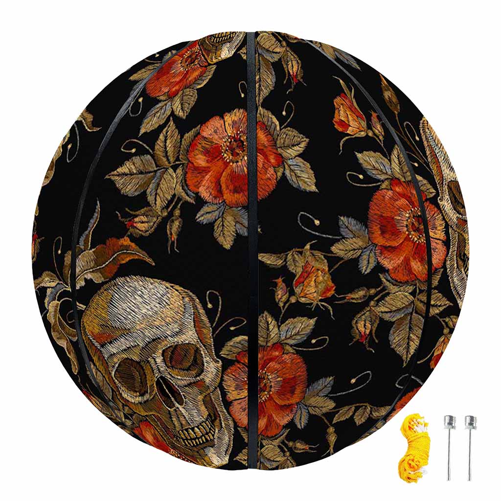 Vintage Floral Skull Pattern Print Basketball