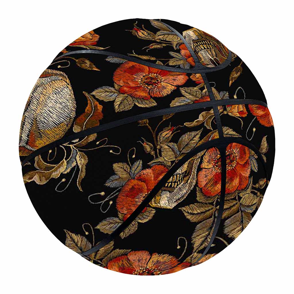 Vintage Floral Skull Pattern Print Basketball