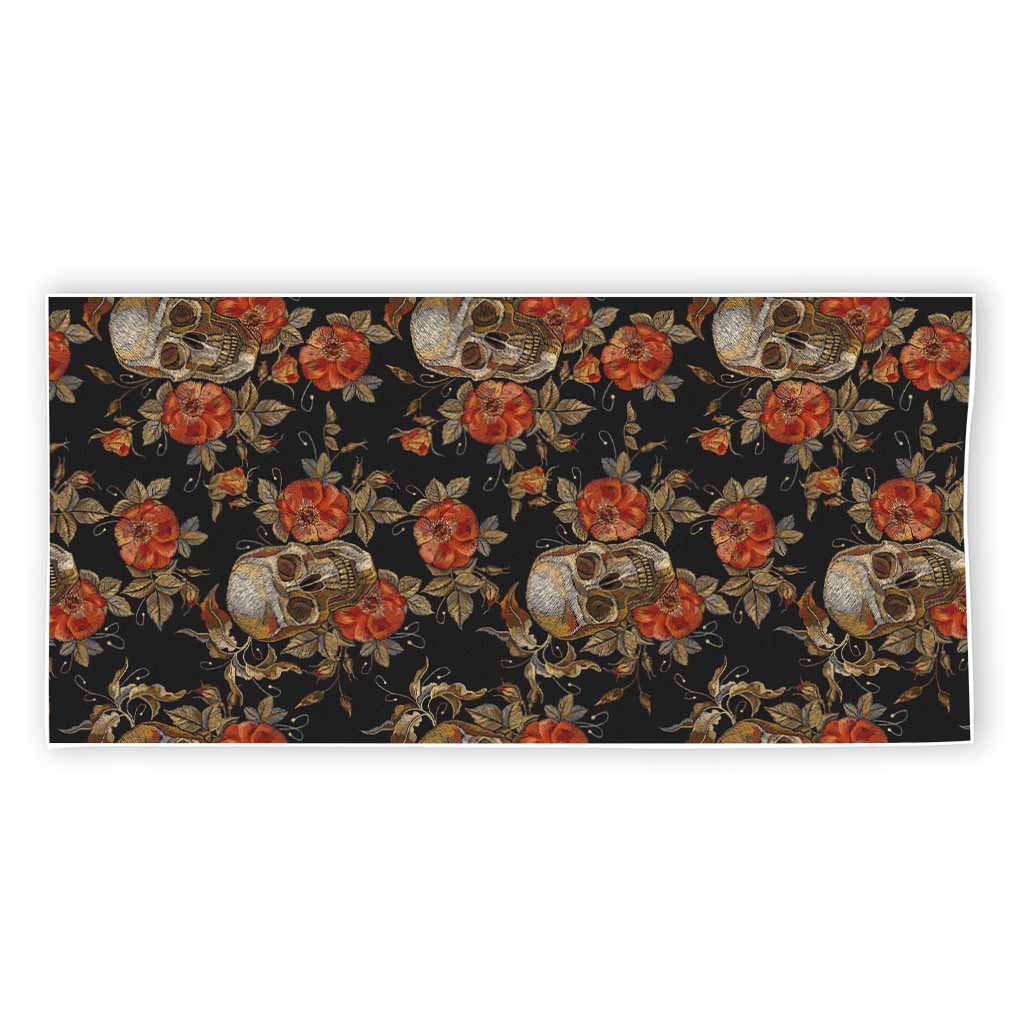 Vintage Floral Skull Pattern Print Beach Towel