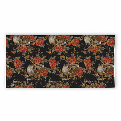 Vintage Floral Skull Pattern Print Beach Towel