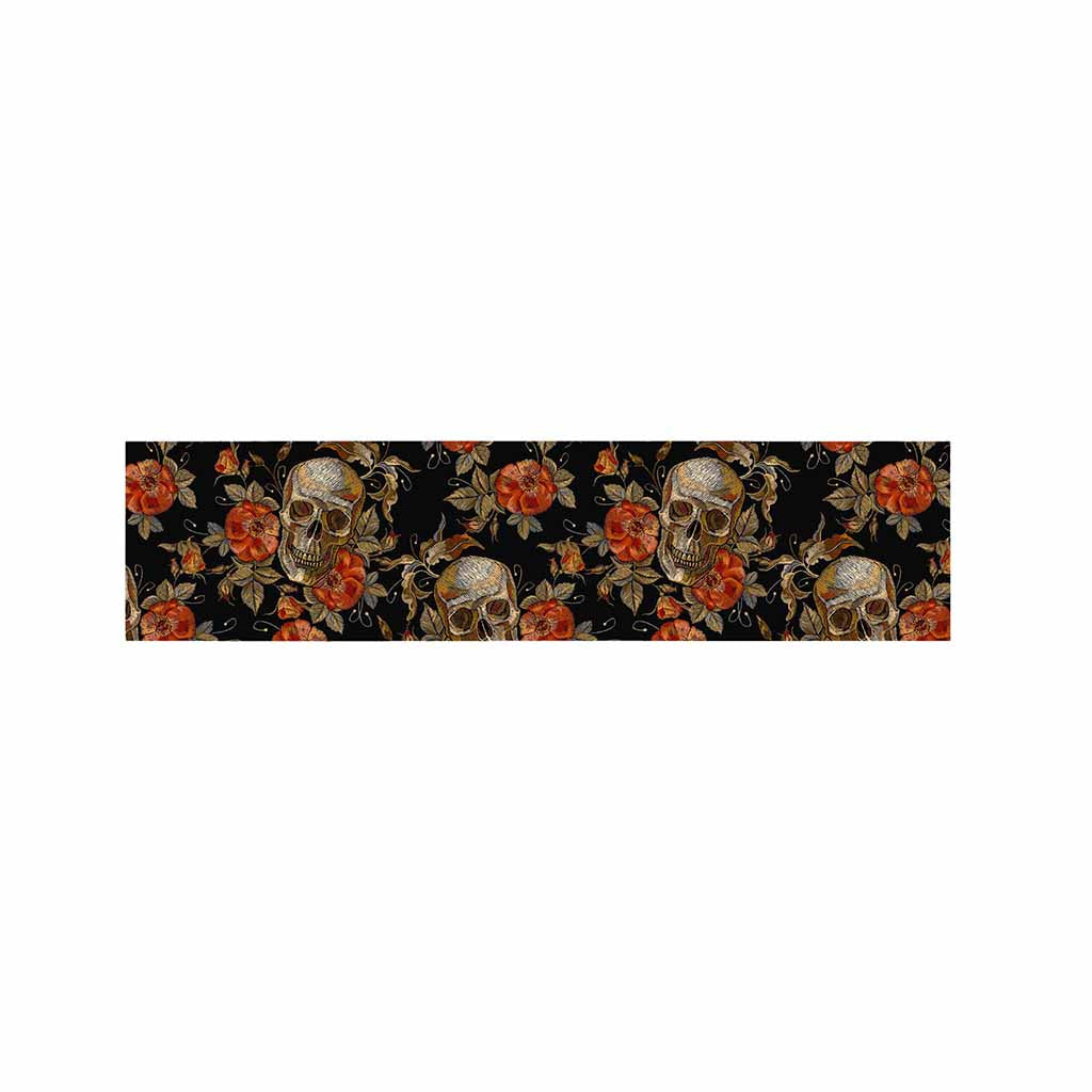 Vintage Floral Skull Pattern Print Bed Runner