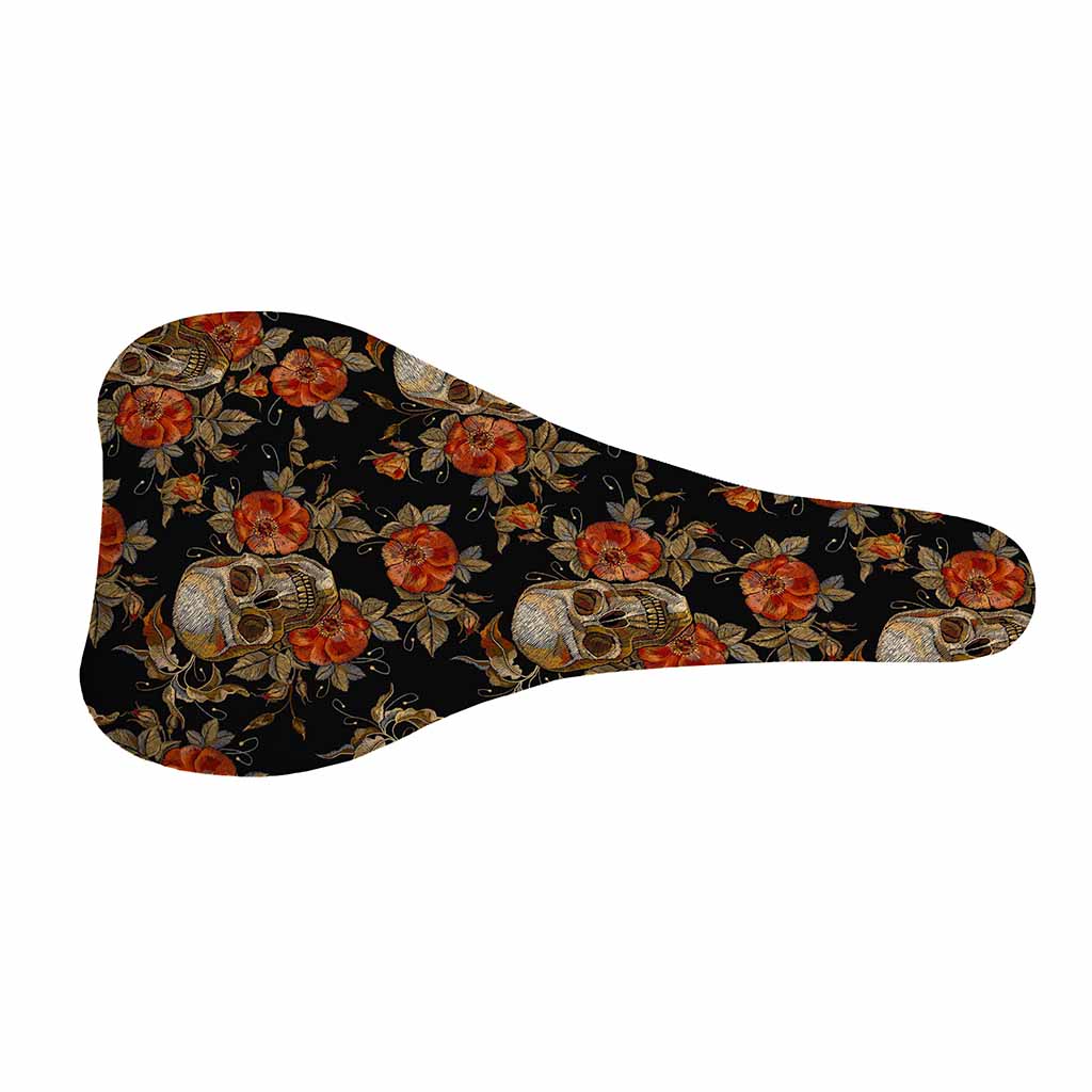 Vintage Floral Skull Pattern Print Bicycle Seat Cover