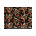 Vintage Floral Skull Pattern Print Bifold Wallet