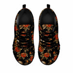Vintage Floral Skull Pattern Print Black Running Shoes