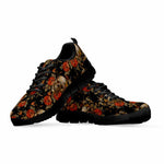 Vintage Floral Skull Pattern Print Black Running Shoes