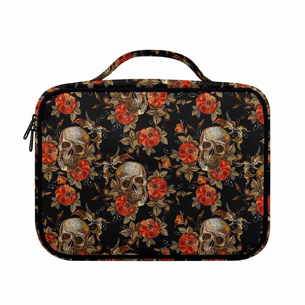 Vintage Floral Skull Pattern Print Briefcase Bible Bag