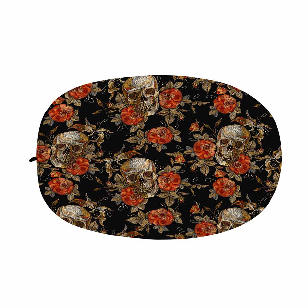 Vintage Floral Skull Pattern Print Car Side Mirror Covers