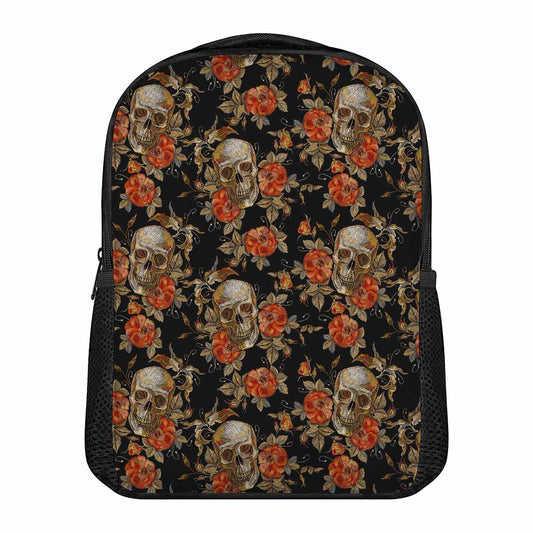 Vintage Floral Skull Pattern Print Casual Backpack