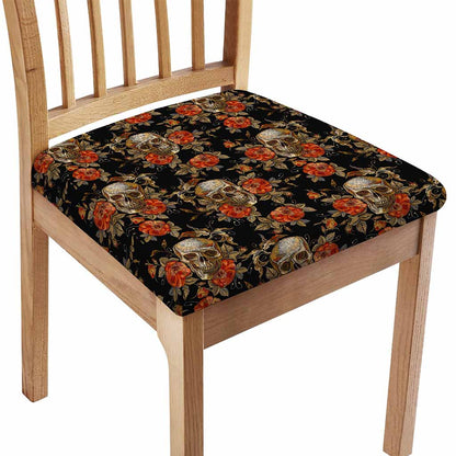 Vintage Floral Skull Pattern Print Chair Cushion Cover