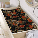 Vintage Floral Skull Pattern Print Changing Pad Cover
