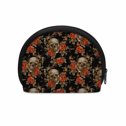 Vintage Floral Skull Pattern Print Coin Purse