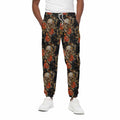 Vintage Floral Skull Pattern Print Cotton Sweatpants