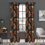 Vintage Floral Skull Pattern Print Curtain