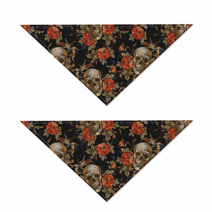 Vintage Floral Skull Pattern Print Dog Bandana