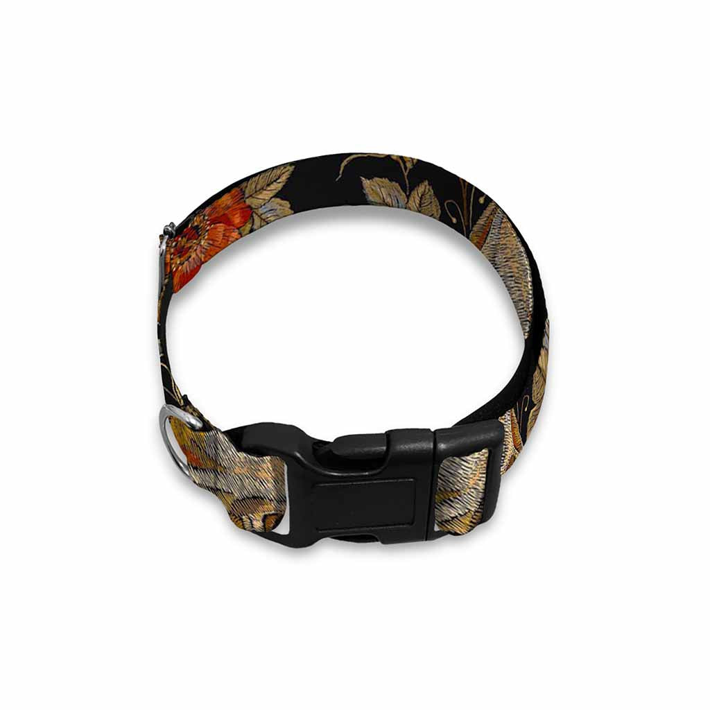 Vintage Floral Skull Pattern Print Dog Collar