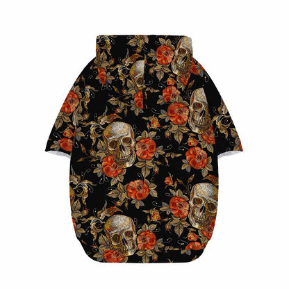 Vintage Floral Skull Pattern Print Dog Zip Up Hoodie