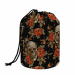 Vintage Floral Skull Pattern Print Drawstring Makeup Bag