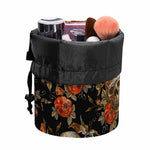 Vintage Floral Skull Pattern Print Drawstring Makeup Bag
