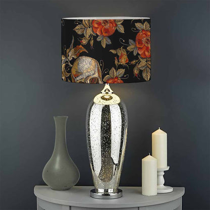 Vintage Floral Skull Pattern Print Drum Lamp Shade