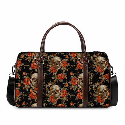 Vintage Floral Skull Pattern Print Duffle Bag