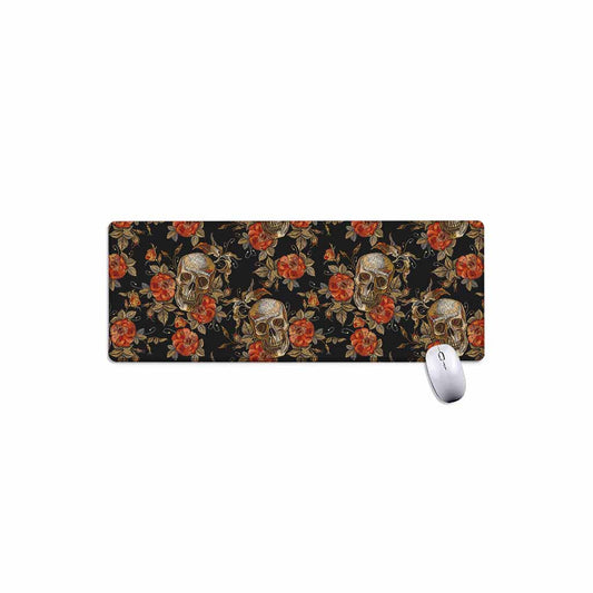 Vintage Floral Skull Pattern Print Extended Mouse Pad