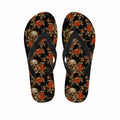 Vintage Floral Skull Pattern Print Flip Flops