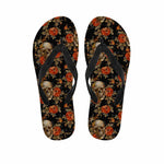 Vintage Floral Skull Pattern Print Flip Flops