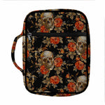 Vintage Floral Skull Pattern Print Front Pocket Bible Bag